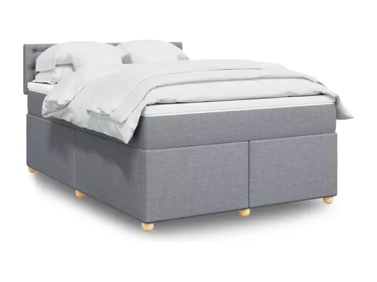 Sommier à lattes de lit avec matelas Gris clair 140x190cm Tissu