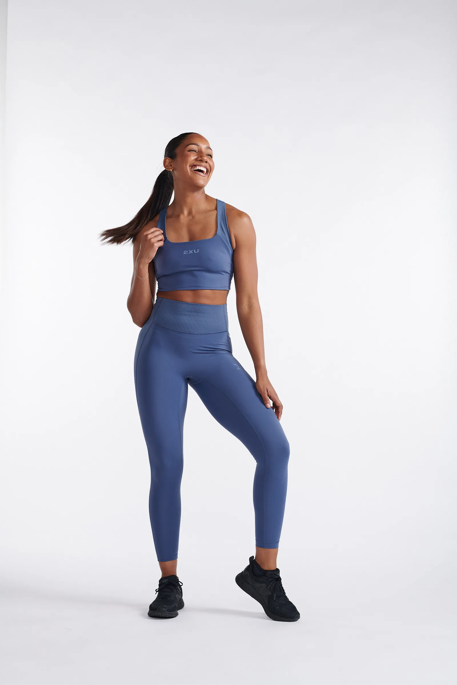 2XU Ribbed Longline Bra Indigo/Blue Stone
