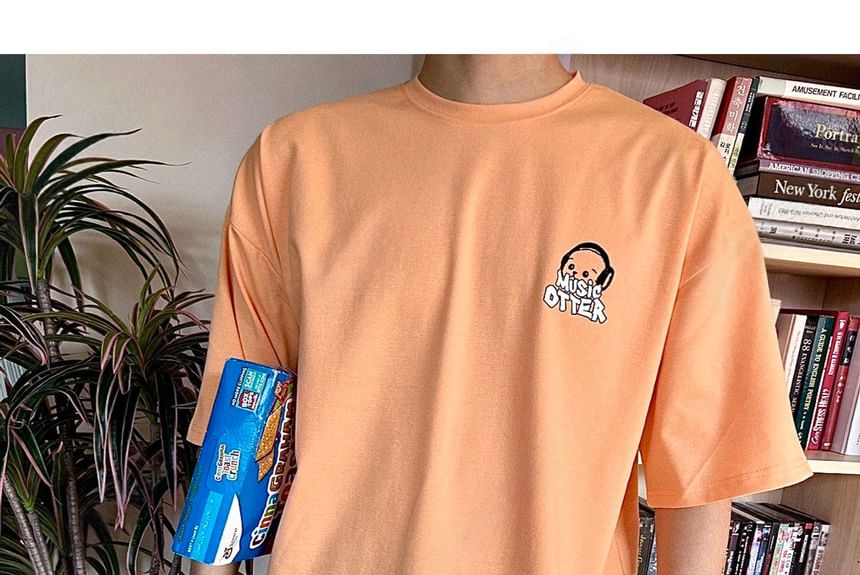 SeoulPop - Losse T-shirt met korte mouwen en otterprint