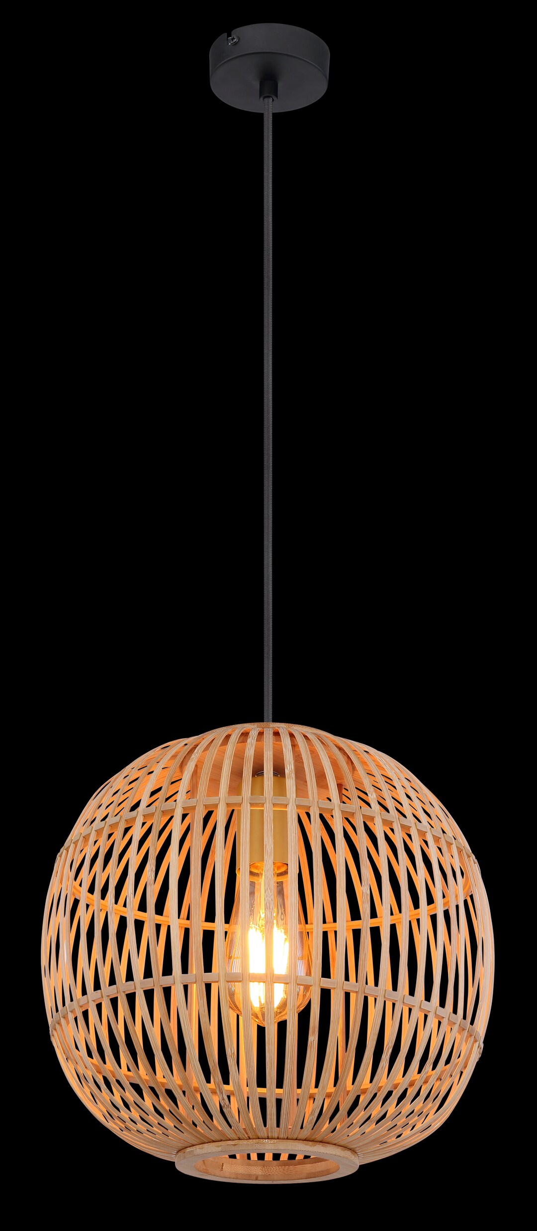 GLOBO Retrofit Pendelleuchte Hildegard Bambus 30x30cm H150cm