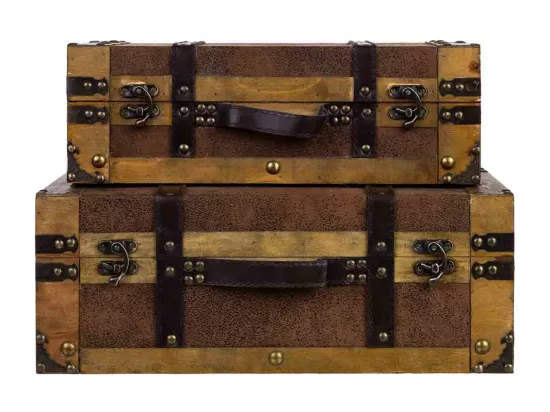 Valise en bois marron 45x31x17/40