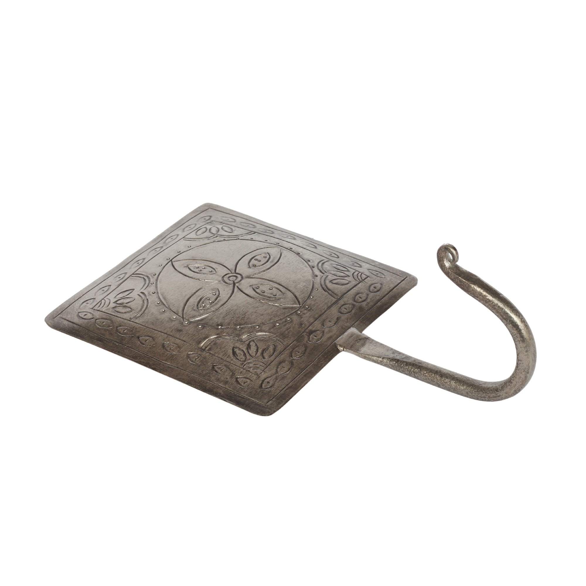 Wandhaken 'Floral' eckig, silber, L 10 cm, B 10 cm von fischer's lagerhaus