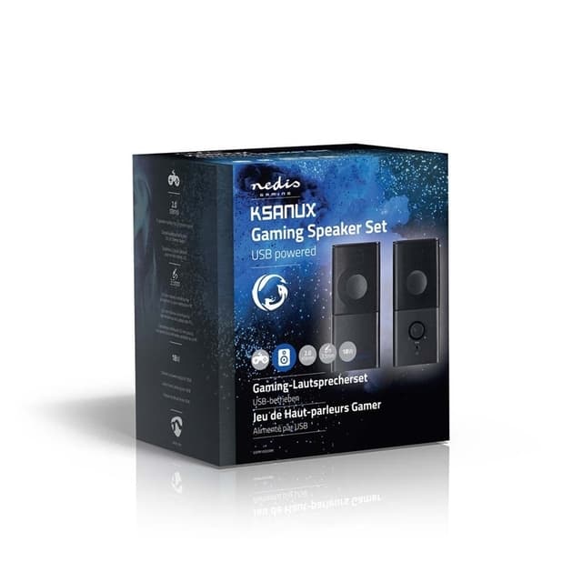 Nedis Gaming Højttaler | Højttalerkanaler: 2.0 | USB Drevet | 3.5 mm Hanstik | 18 W | Uden Belysning | Volumenkontrol | Tilslutninger udgang: 1x 3.5 mm Audio Out