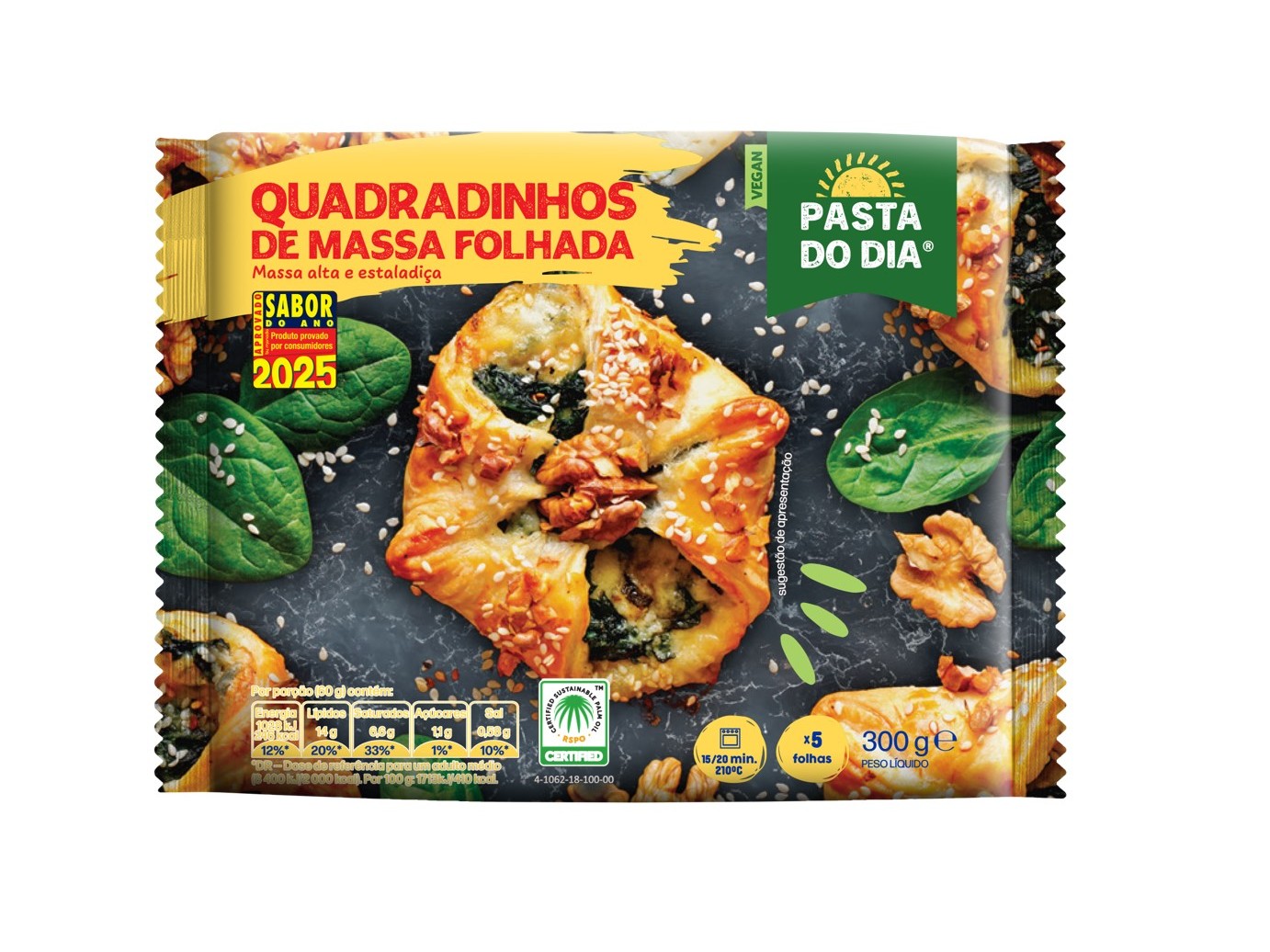 MASSA FOLHADA PASTA DO DIA QUADRADINHOS 300G