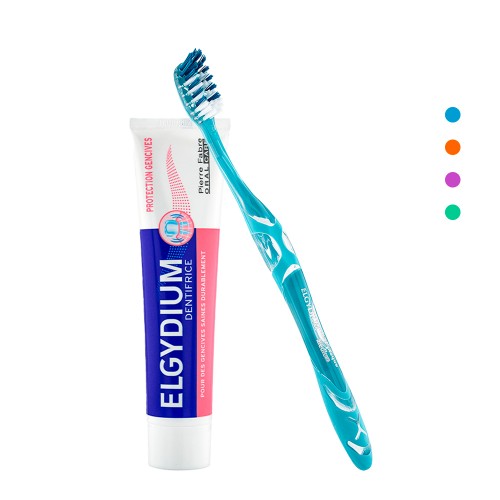 Elgydium Antiplaca Escova de Dentes Média   Pasta Dentífrica Placa Bacteriana e Gengivas 75ml Pack