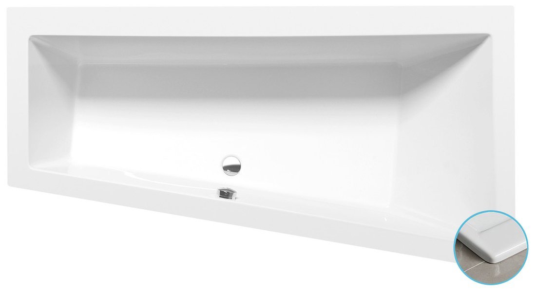 Polysan Andra Slim asymmetrisch bad rechts 180x90x45cm wit