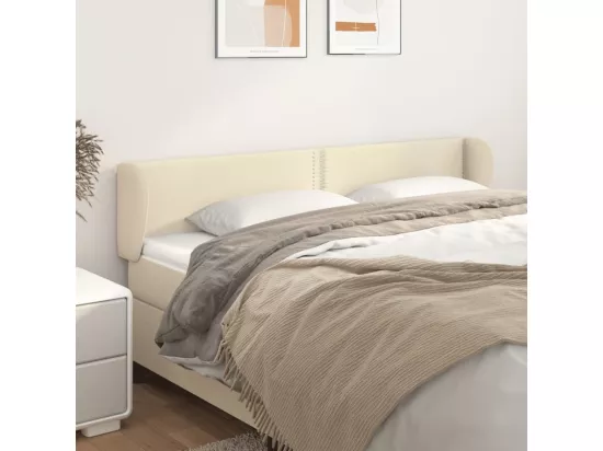 Tête de lit avec oreilles Crème 163x23x78/88 cm Similicuir
