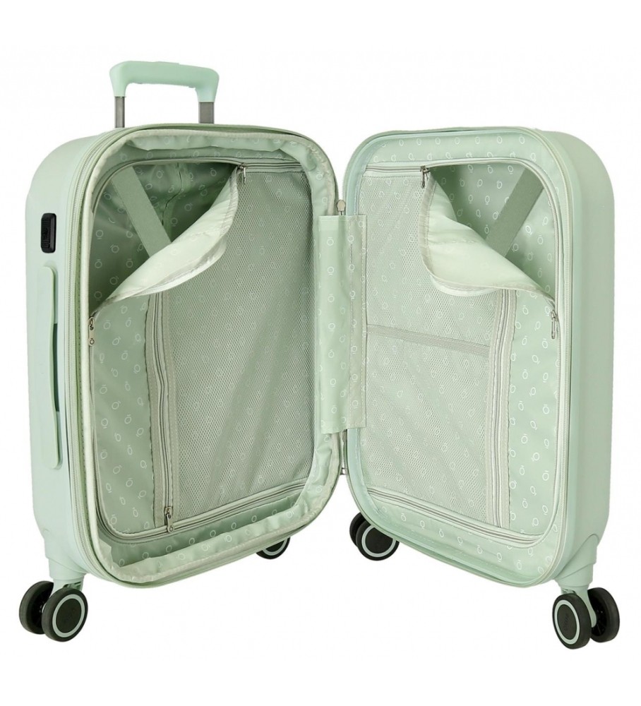 Mala de cabine Disney 100 Happiness com expansão de 55 cm, verde.