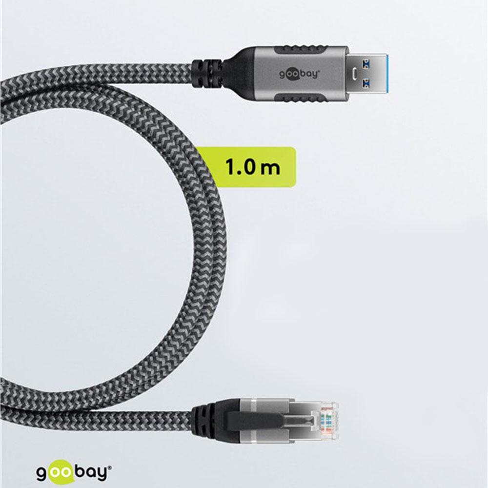 (1m) USB auf CAT 6 Ethernet LAN RJ45 Netzwerk Kabel Patchkabel FTP (70299) - Grau