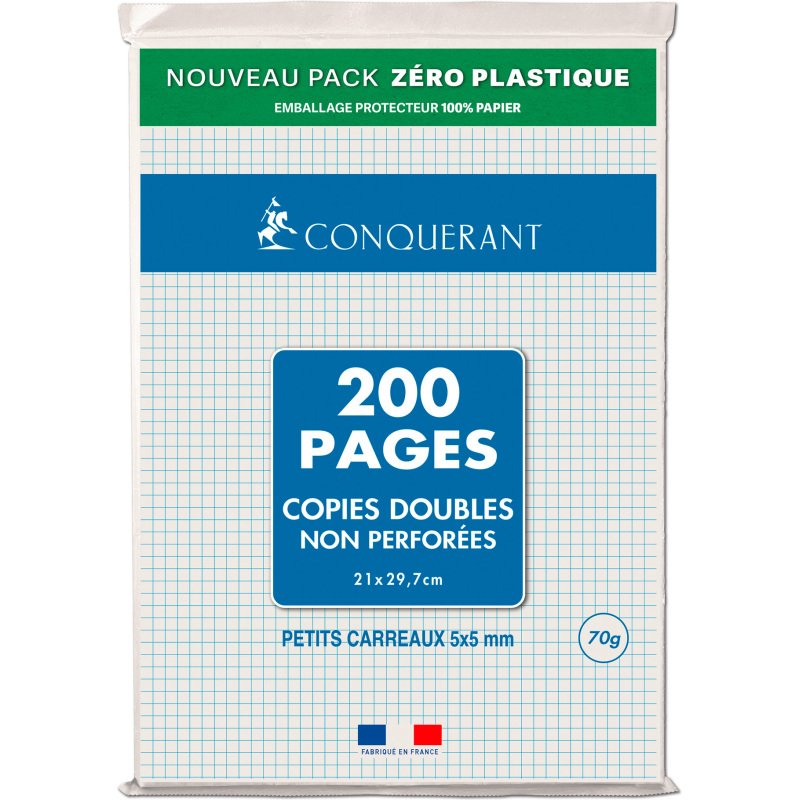 Copies doubles 200 pages 5 x 5 21 x 29,7 cm  Conquérant - non perforées