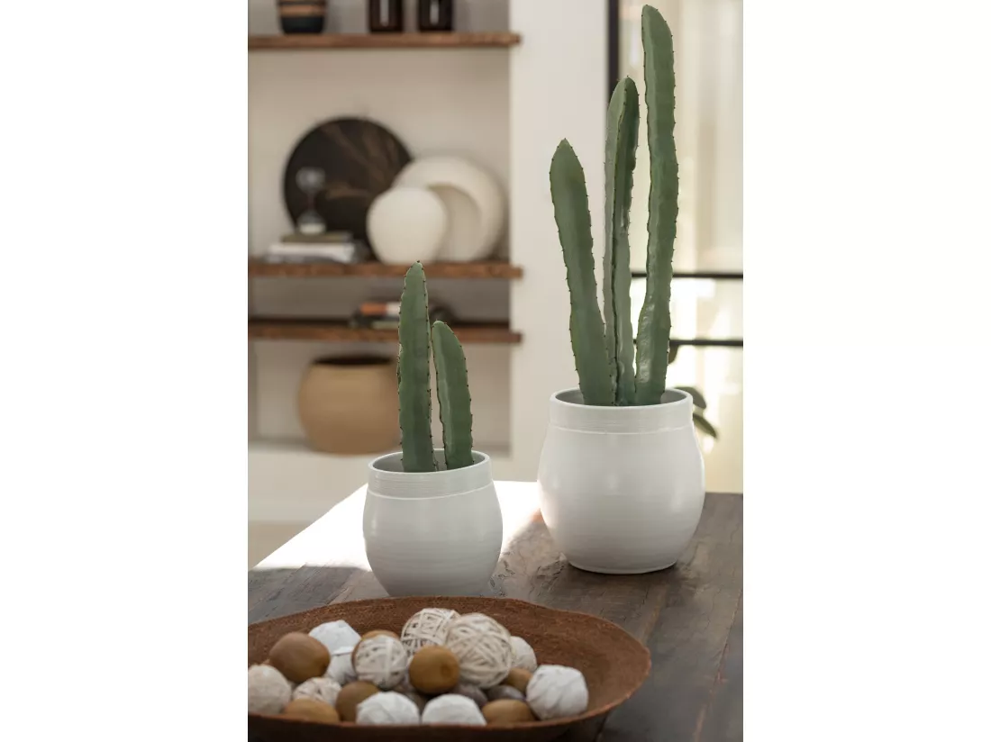 Cactus 3 parties en pot plastique vert 18x18x81cm