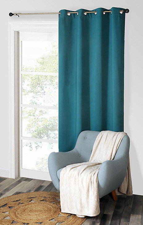 Rideau thermique 100% polyester avec œillets l.140 x H. 240 cm bleu canard