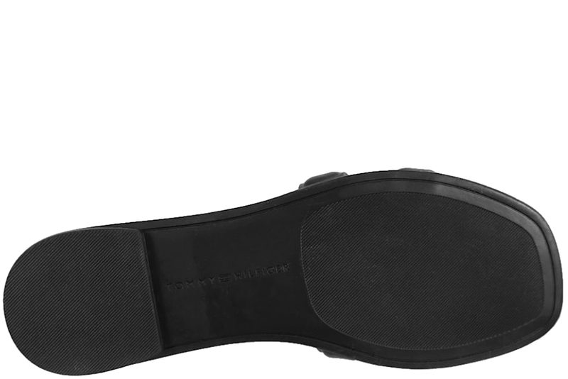 TOMMY HILFIGER TH LOGO STRAP MULE BLACK SLIPPER