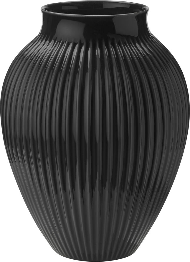 Knabstrup Keramik Knabstrup, vase, riller sort, 35 cm Ripple black
