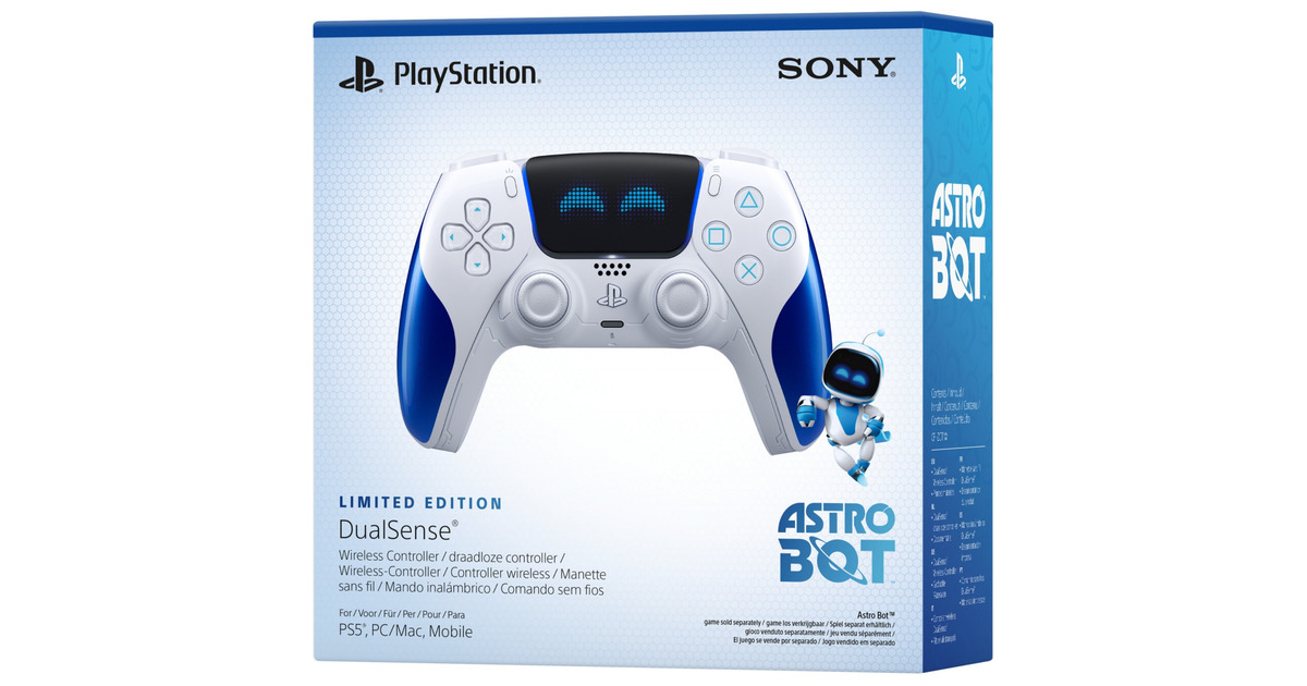 SonyDualSense draadloze controller – ASTRO BOT Joyful Limited Edition  (Wit/blauw, PlayStation 5, Pc/Mac, Mobiele apparaten)