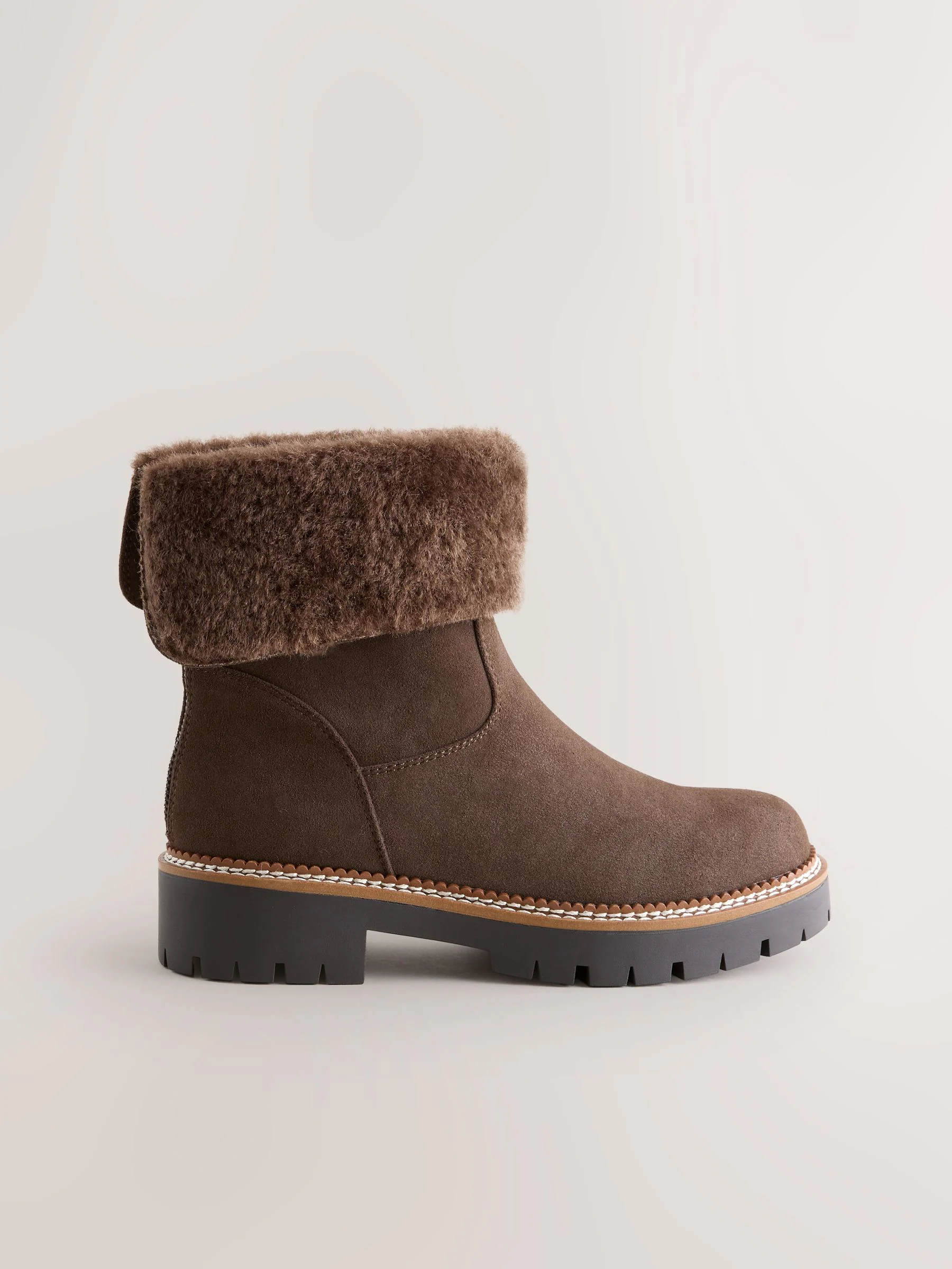 Chocoladebruin - Forever Comfort® Faux Fur Cuff Ankle Boots