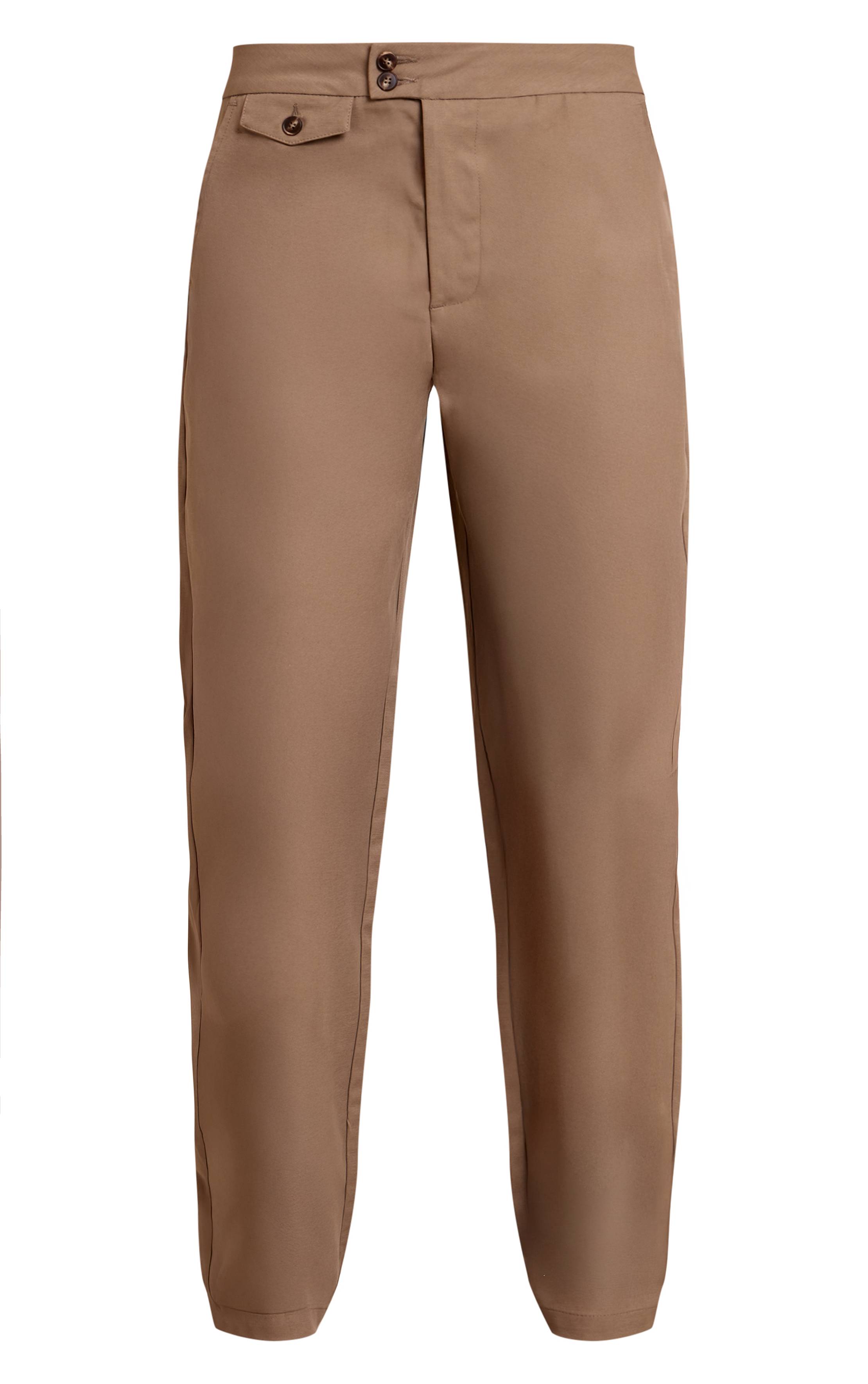 Kaki Pantalon Tissé À Boutons Pour Grandes Tailles