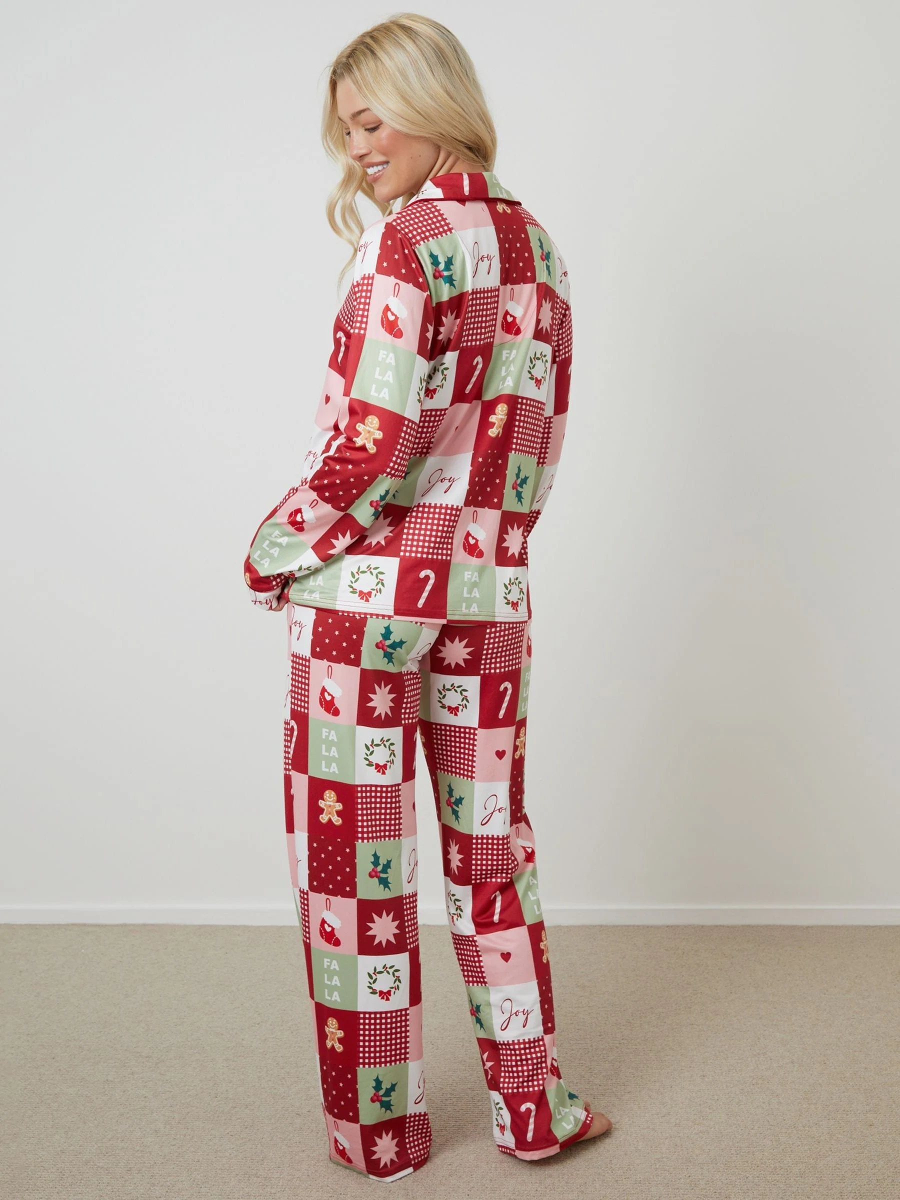 Threadbare Christmas Patchwork Button Through Pyjamas