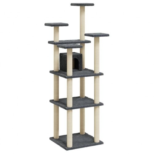 Árvore para gatos Vidaxl com casinha, cinza escuro
