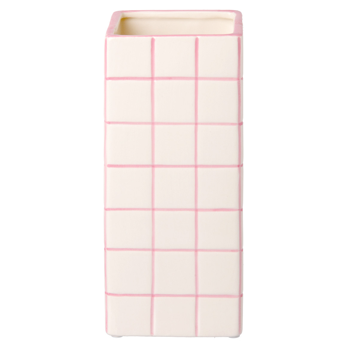 Vase in gefliester Optik rosa / weiss