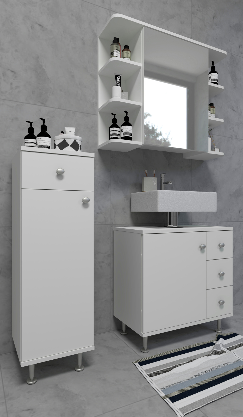 Midischrank NILOSI - weiß - 30 cm breit