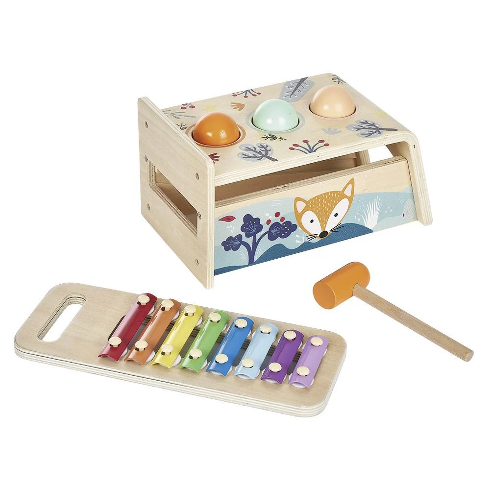 Xylophone avec jeu à marteler 2 en 1 en bois