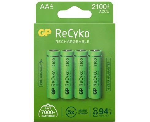 GP ReCyko AA-batteri, 2100 mAh, 4-pack