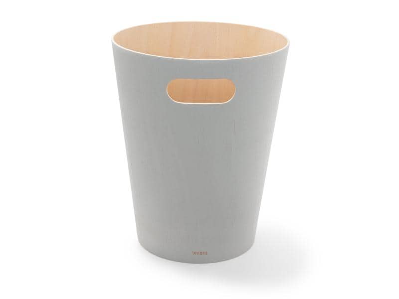 Umbra Papierkorb Woodrow 7.5 l, Grau Abfallkorb aus Sperrholz