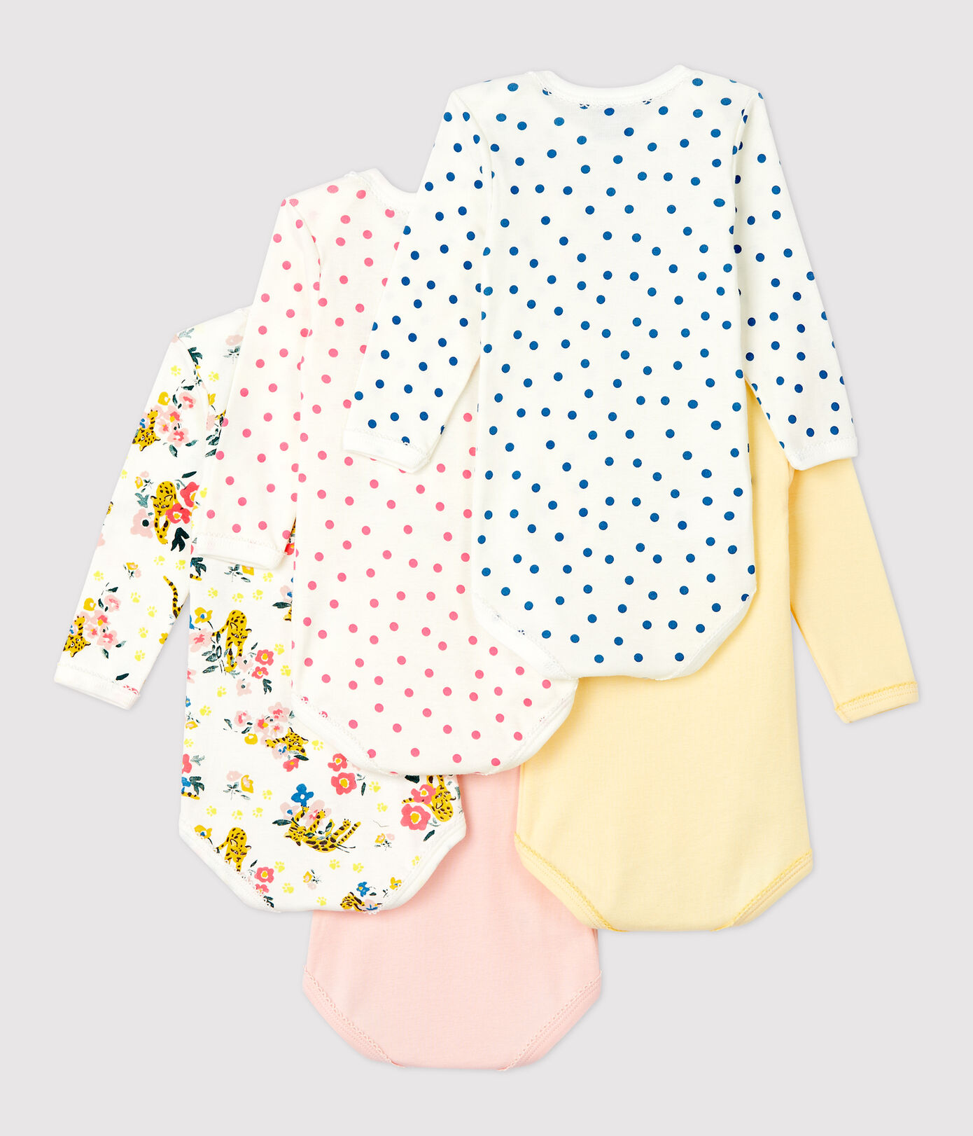 Lot de 5 bodies manches longues bébé fille en coton