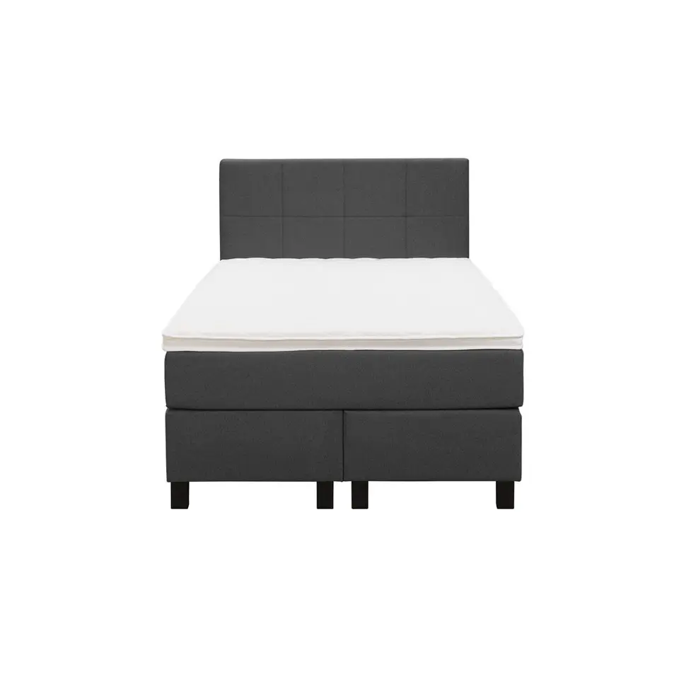 Boxspring Liv geblokt - antraciet - 120x200 cm - vierkante poot