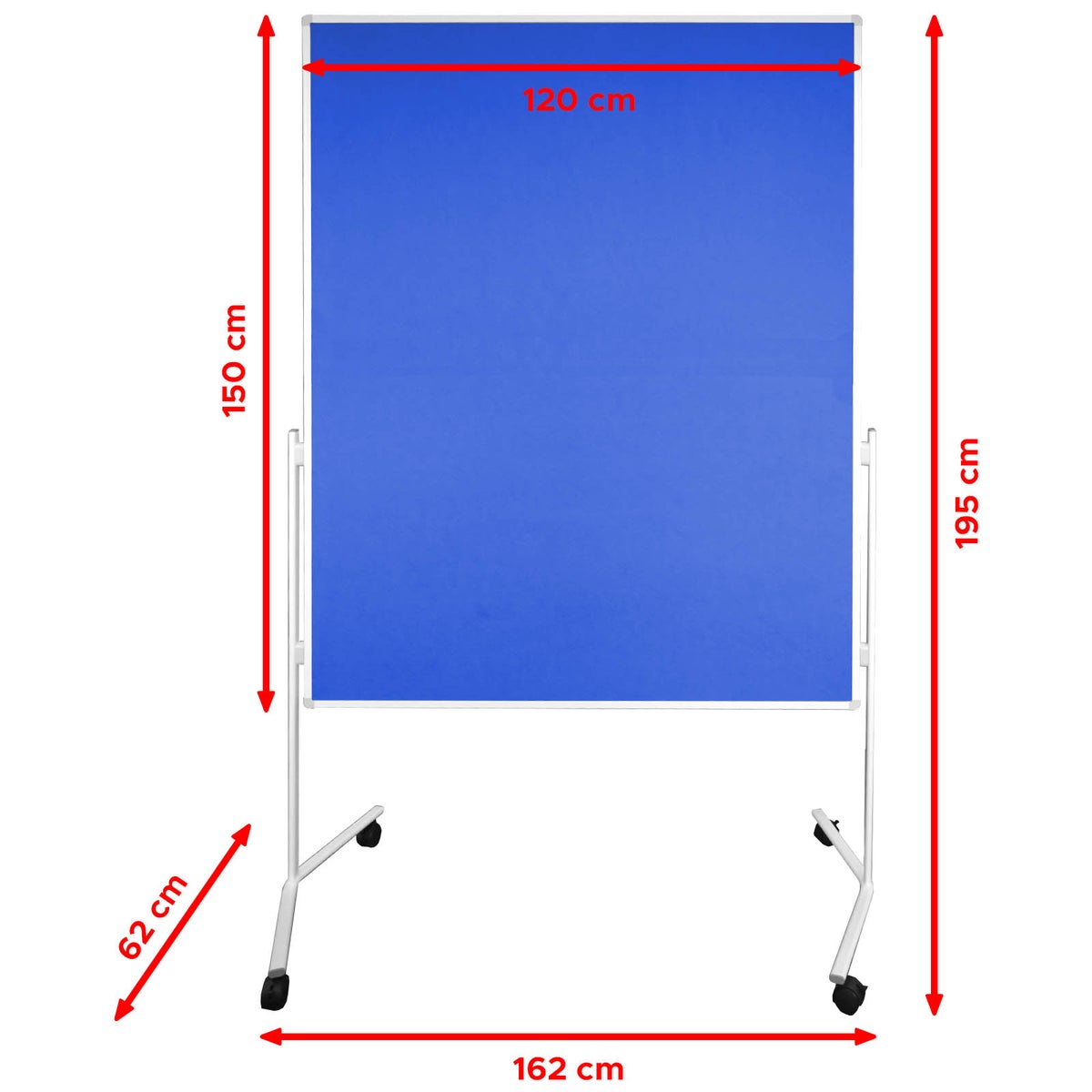 UP Moderation Board - eendelig Metaplan bord met viltoppervlak - verrijdbaar dankzij wieltjes - aan beide zijden bruikbaar - viltmoderatiebord 120x150 cm - blauw