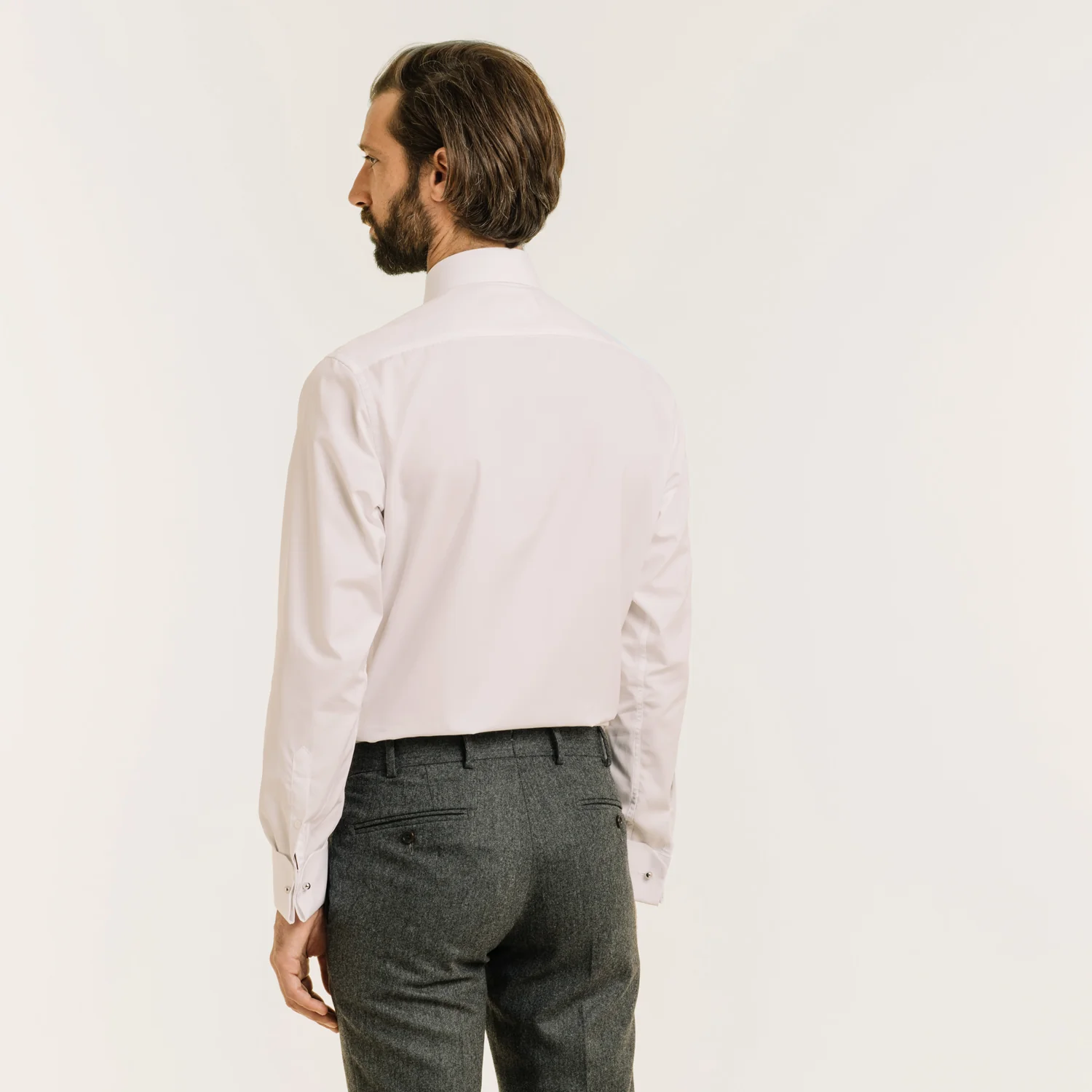 Tailored shirt in white double-twisted poplin with French cuffs