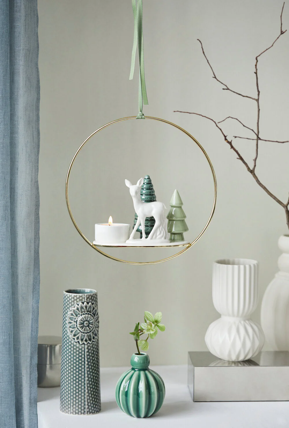 Dottir  Bambi votive ring fyrfadslysestage - hvid/grøn