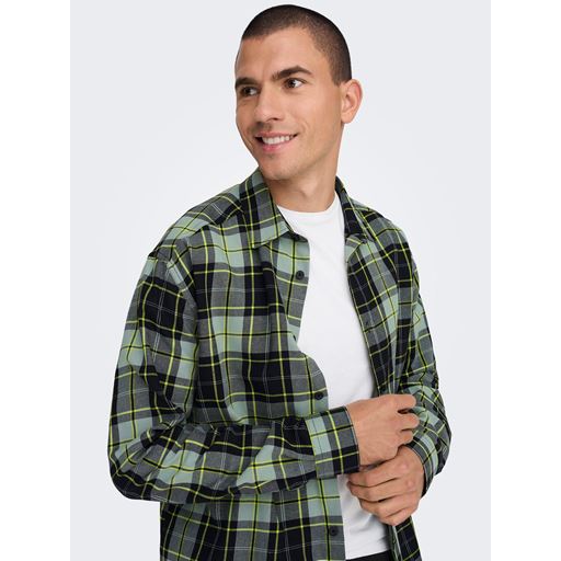 ONLY & Sons Check Print Skjorte, Chinois Green, M