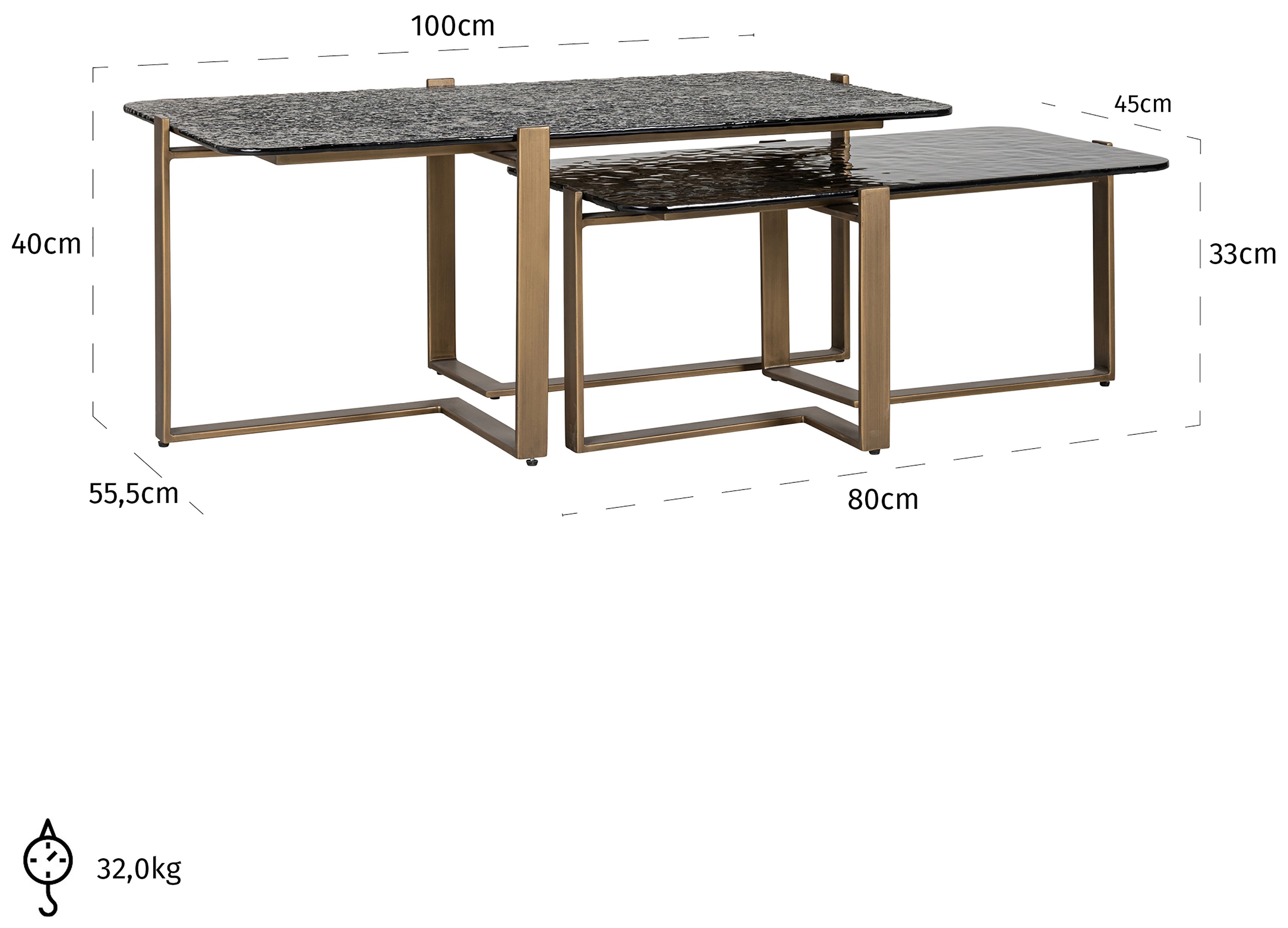 Salontafelset 211889 Sterling B100 x D55.5 x H40 cm