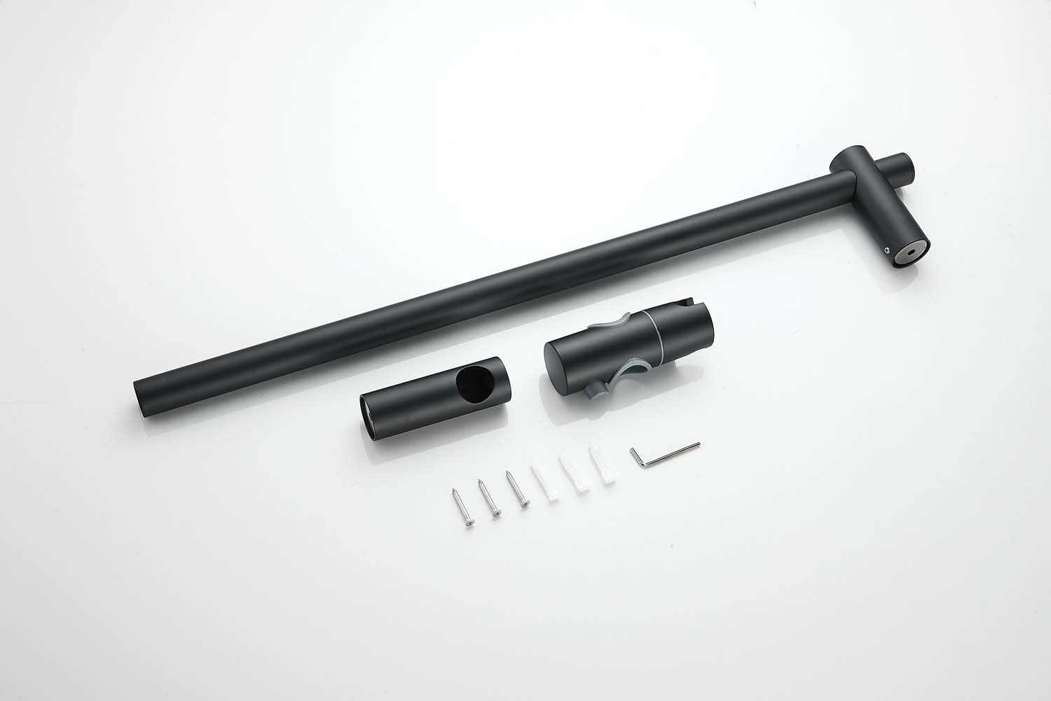 Saniclear Nero Curved doucheset mat zwart met thermostatische kraan, handdouche en glijstang
