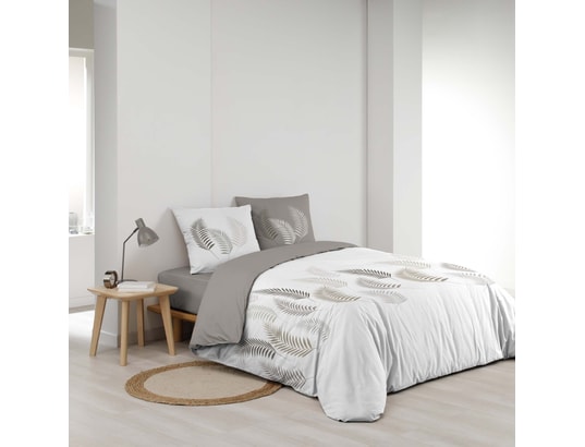 DOUCEUR D'INTERIEUR - Ensemble couette + 2 oreillers Parure de lit lazy - 100% coton - 220 x 240 cm