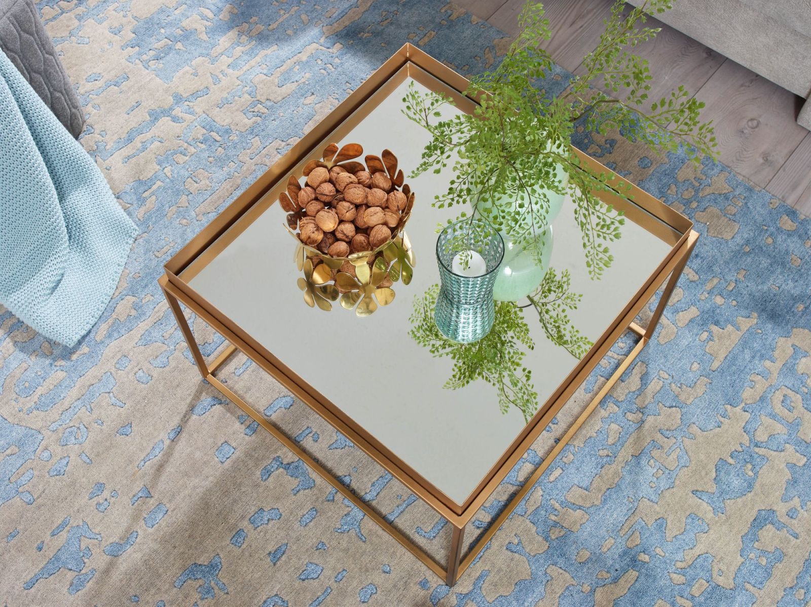 Couchtisch - gold - Glas - 60 cm