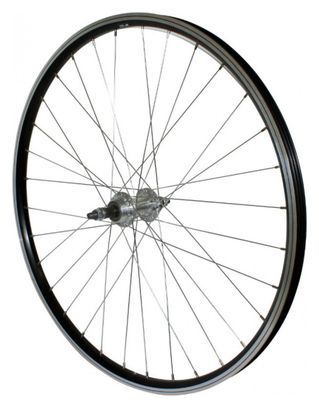 ROUE VTC 700X35 ARRIERE P2R ALU NOIR DOUBLE PAROI MOY ALU AXE PLEIN RL 7-6V.