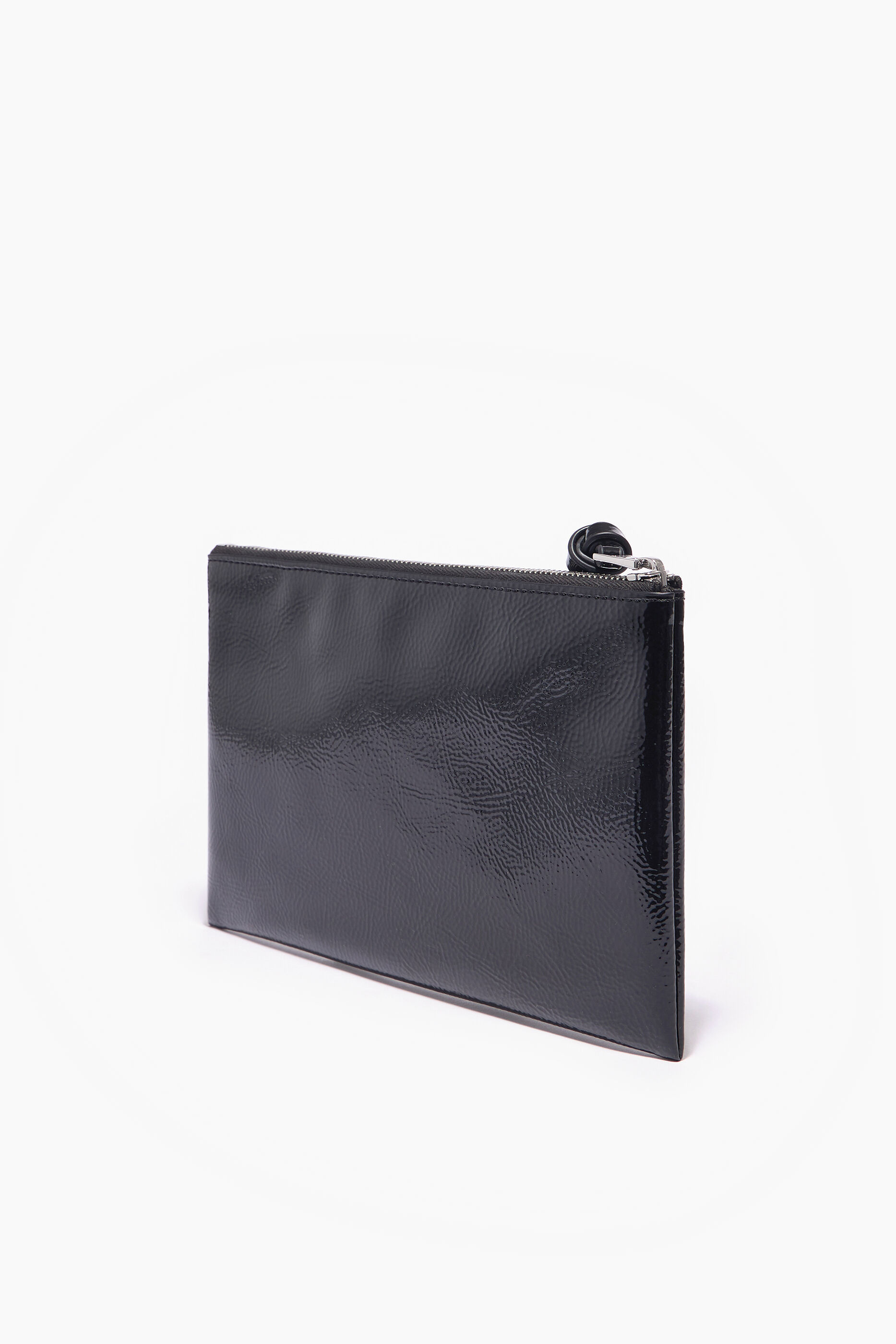 nécessaire de couro envernizado preto fosco