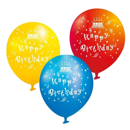 amscan 6 Latexballons Happy Birthday sortiert 22,8 cm