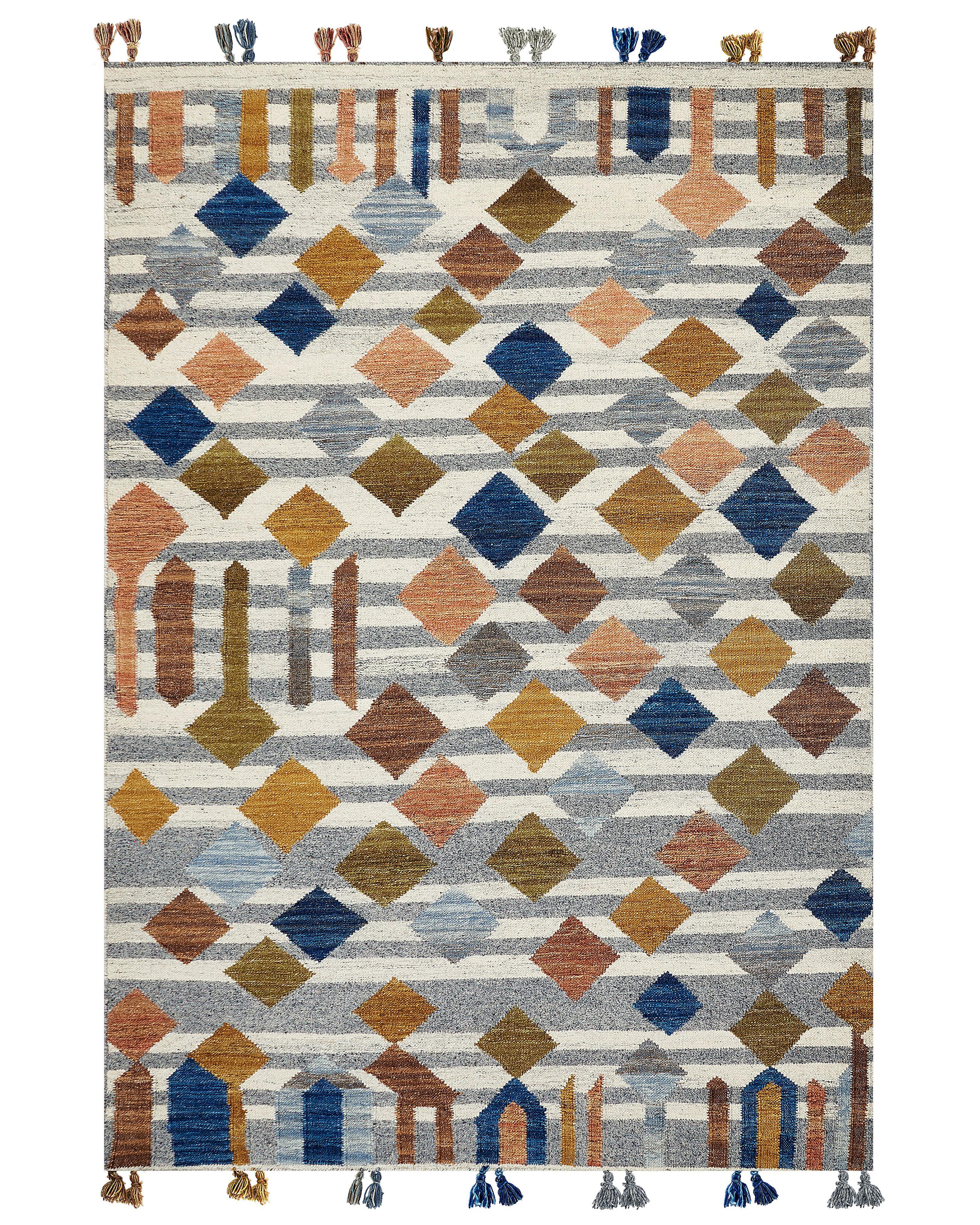 Vloerkleed KASAKH Meerkleurig 200 x 300 cm Wol Kelim