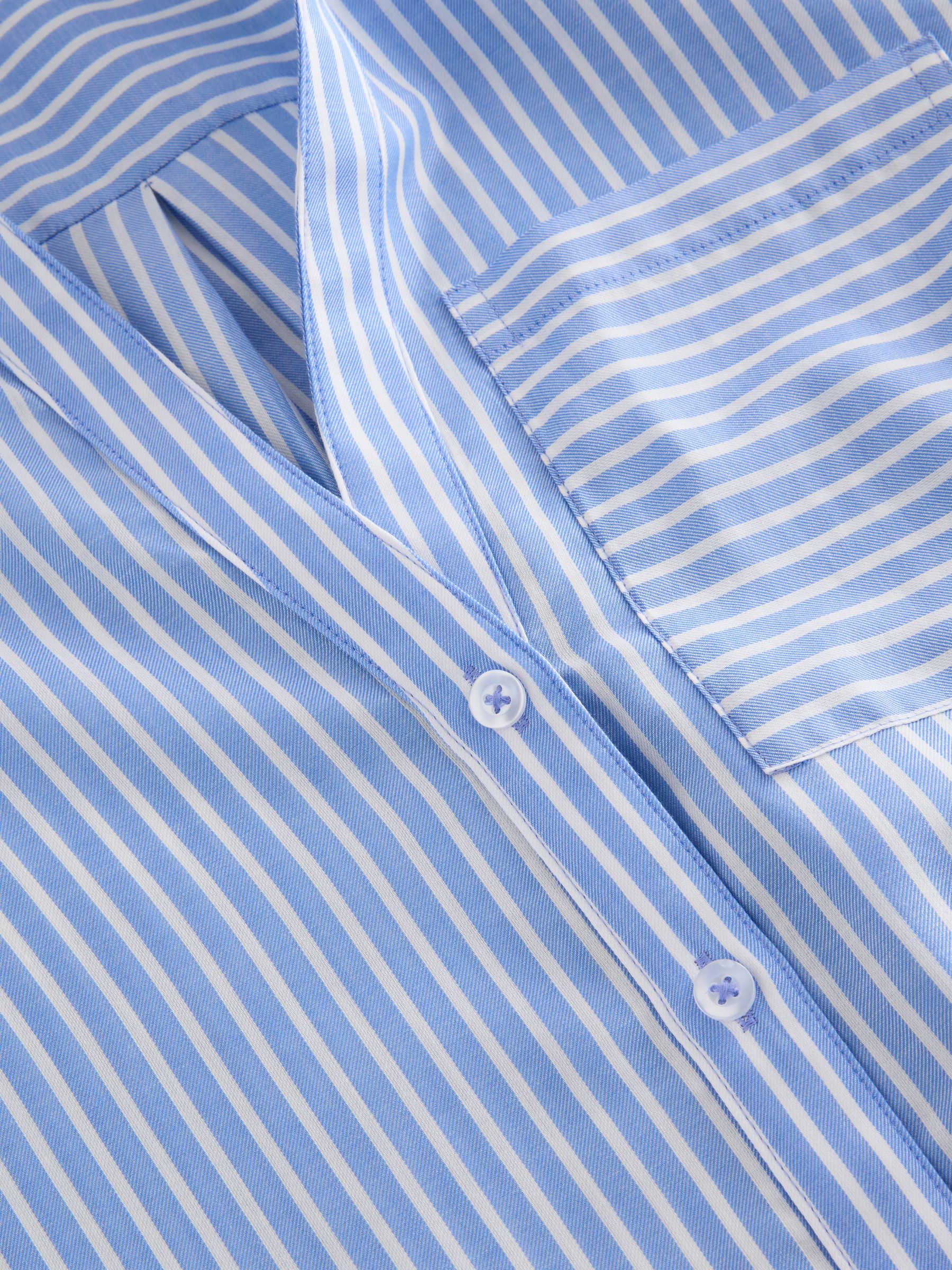 Blauw gestreept - Soft Relaxed Long Sleeve V Neck Shirt