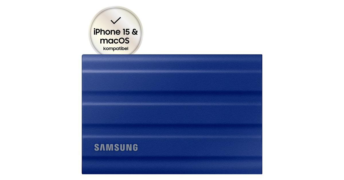 SAMSUNGPortable T7 Shield, 2 TB externe SSD  (Blauw, MU-PE2T0R/EU, USB-C 3.2 Gen 2 (10 Gbit/s))