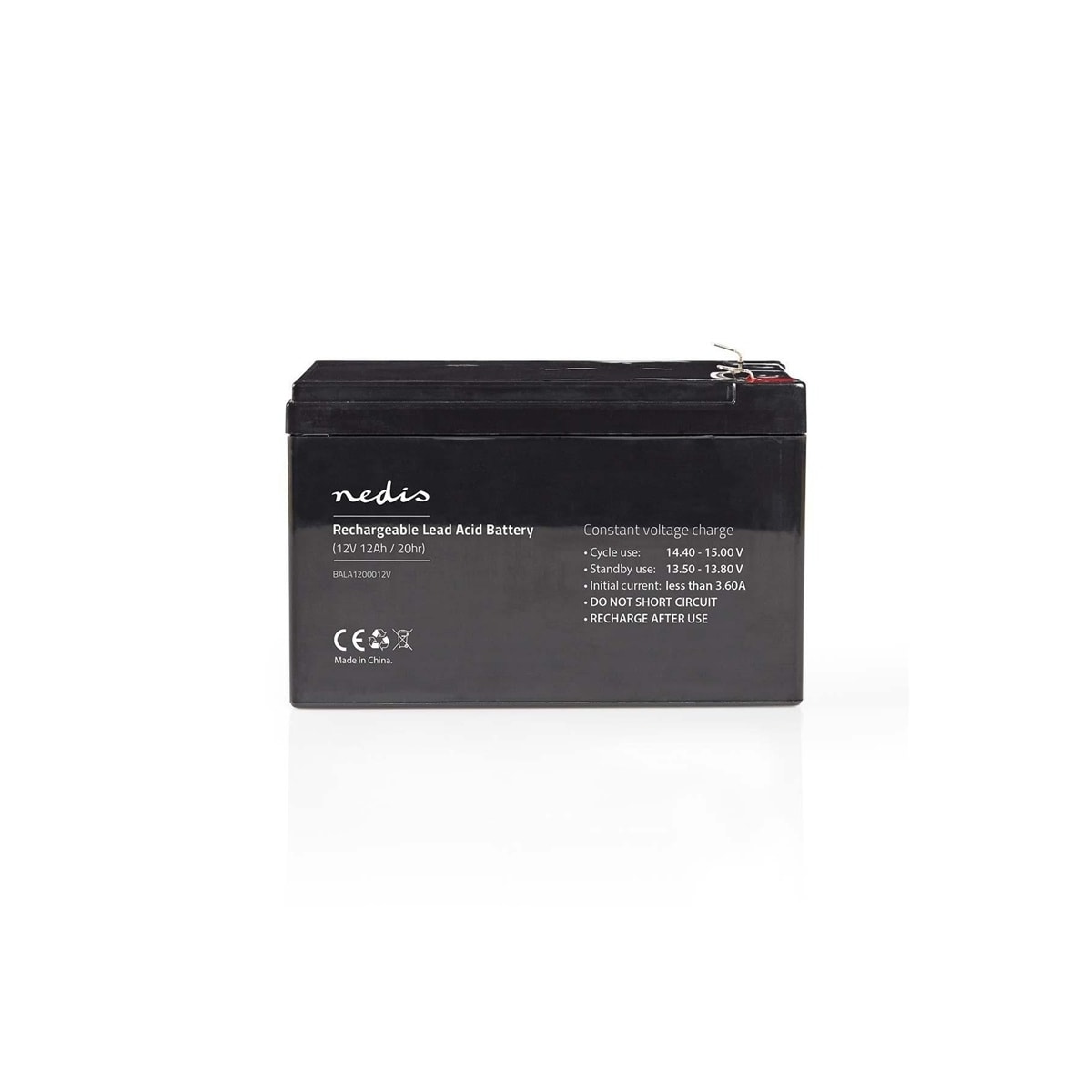 Nedis Oppladbart blybatteri | Lead-Acid | Oppladningsbar | 12 V | 12000 mAh