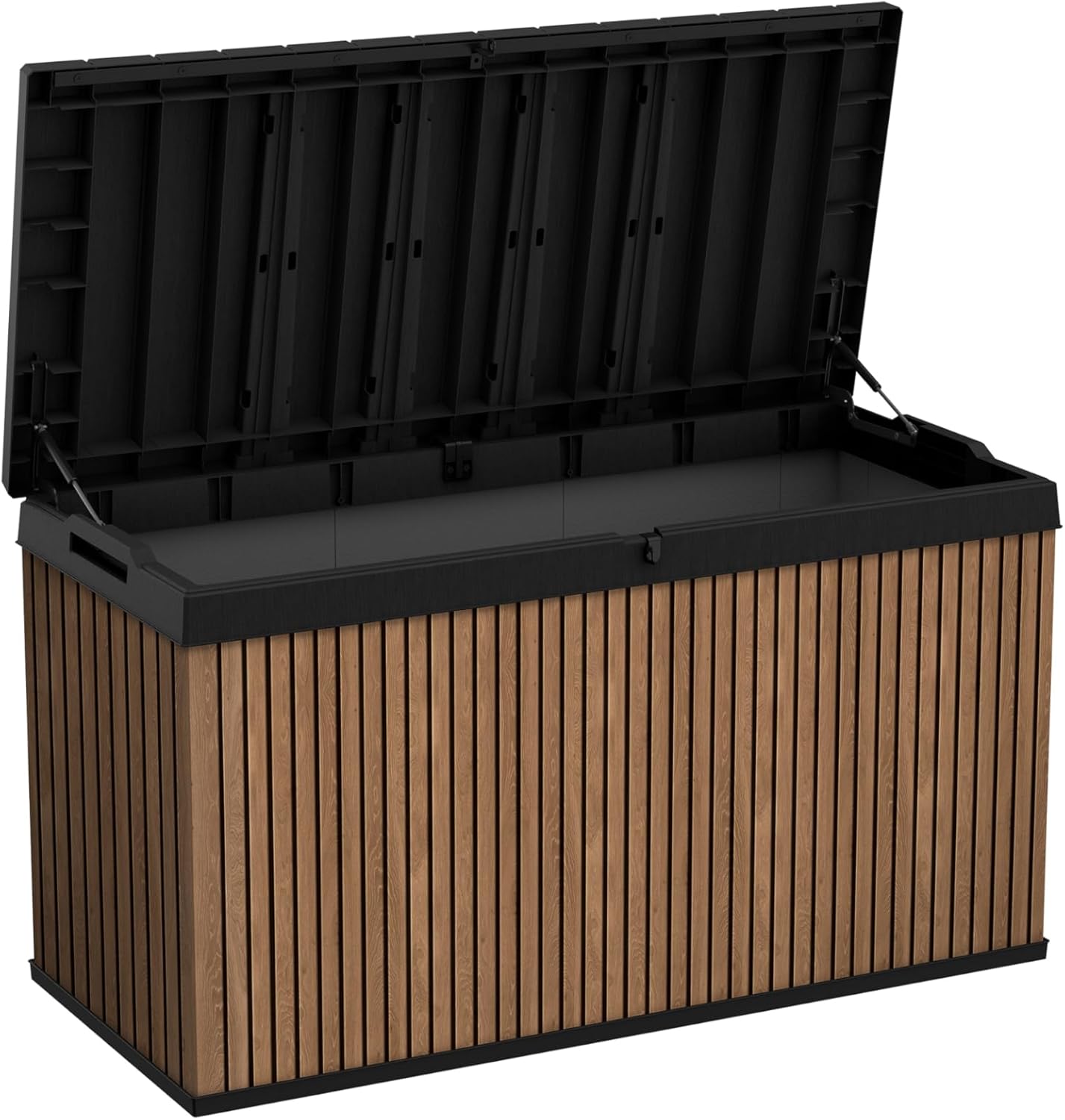 Keter Auflagenbox/Kissenbox 570 Liter l 100% Wasserdicht l mit Belüftung dadurch kein übler Geruch/Schimmel l Moderne Holzdielenoptik l Deckel belastbar bis 300 KG (2 Personen)