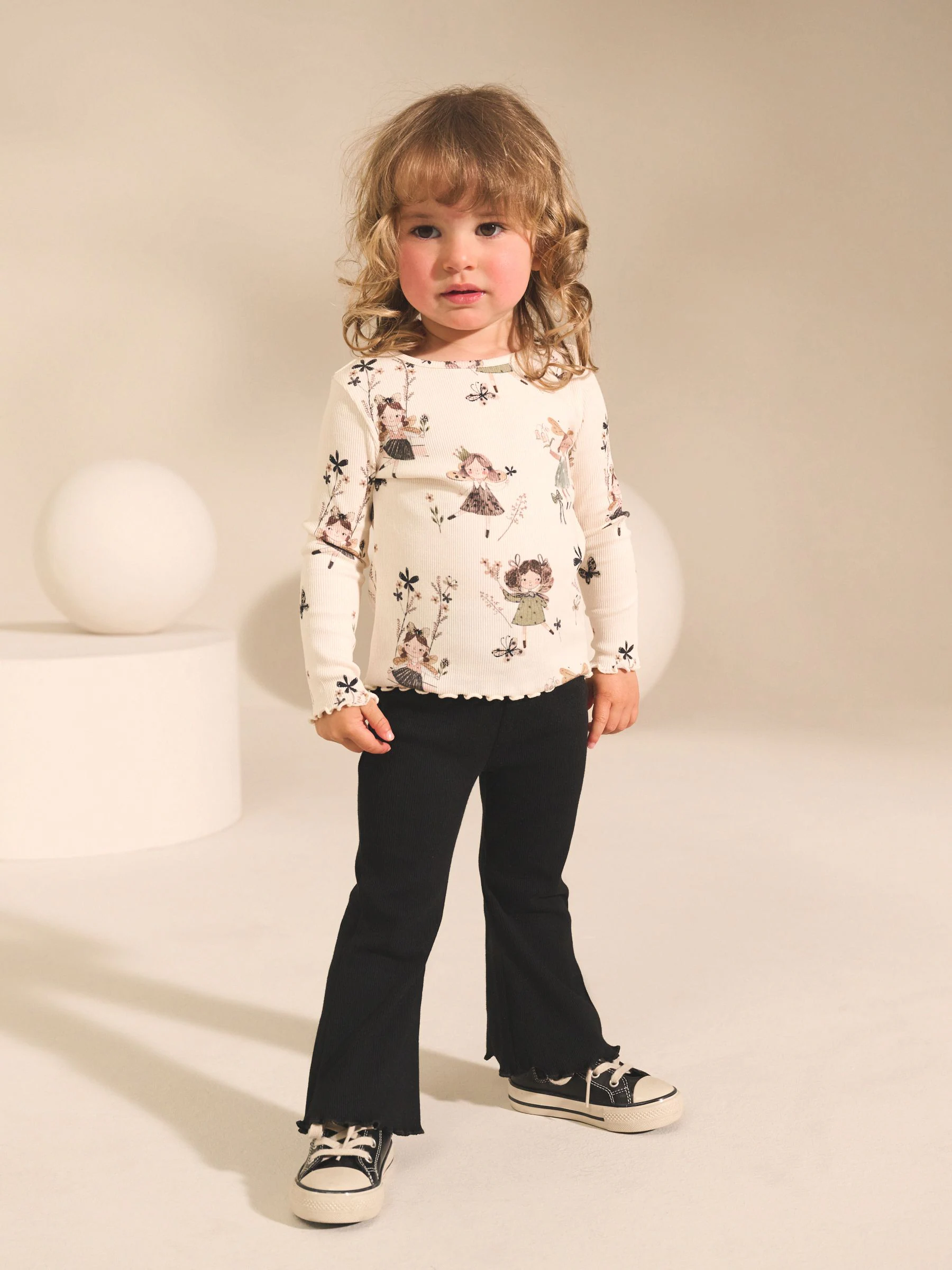 Zwart/wit - Set van 2 tops en flared leggings (3mnd-7jr)