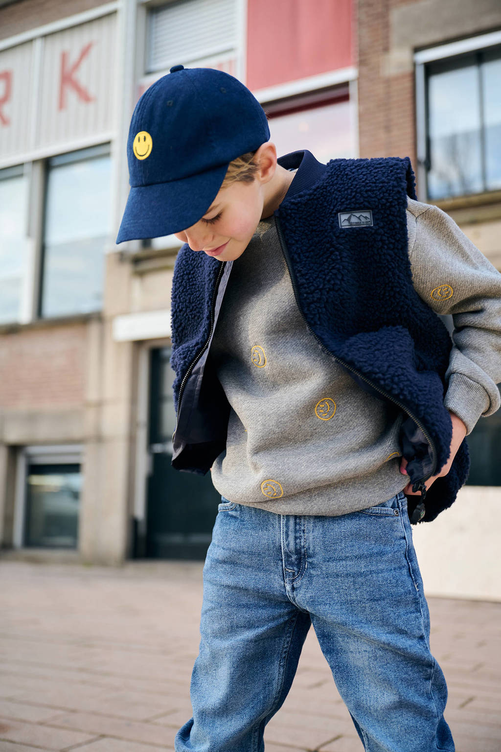 Tumble 'n Dry sweater Bach met all over print grijs