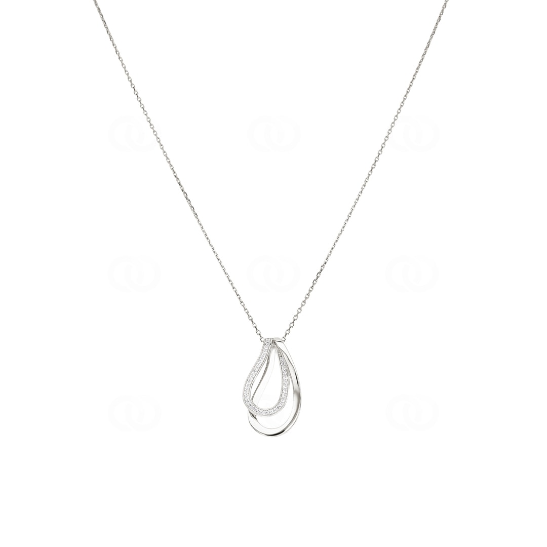 Collier mit Anhänger 925 Silber rhodiniert mit Zirkonia 43cm