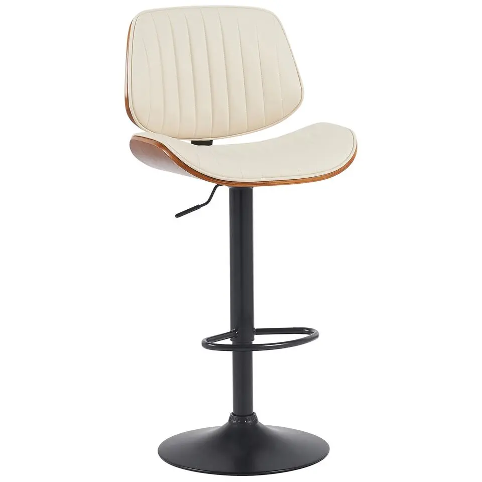 CLP Barkruk Clawson zwart Frame - Kunstleer - walnoot/creme